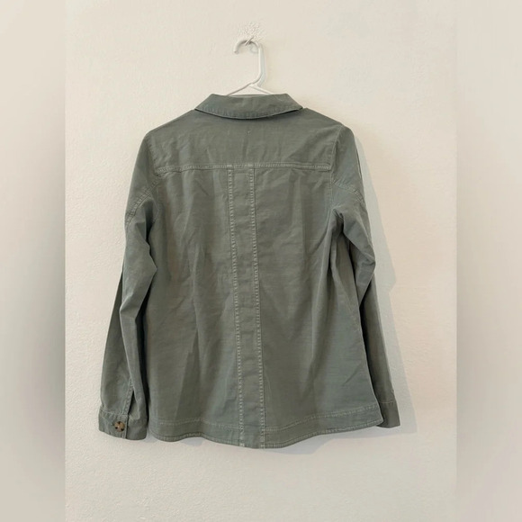 J Jill Modern Barn Jacket Chore Coat Pockets Cotton Blend NWT Small Sage Mineral - Picture 2 of 11